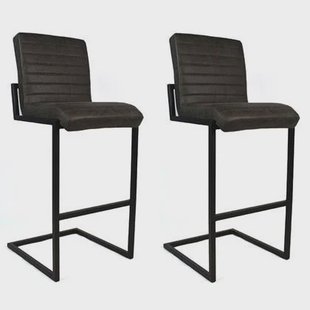 Bronx71 Industriële barkruk Block antraciet eco-leer 79 cm -