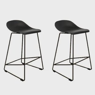 Livin24 Scandinavische Barkruk Ellen zwart 66cm - Barkrukken set van 2