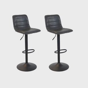 Bronx71 Industriële Barkruk Boston leer antraciet 60 - 76 cm- Bronx71 Industriële Barkruk Boston leer antraciet 60 - 76 cm-
