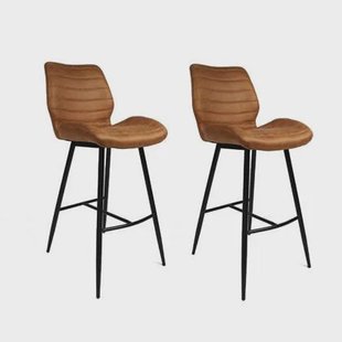 Bronx71 Industriële barkruk Morris cognac 71 cm - Barkrukken set van 2