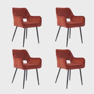 Bronx71 Velvet eetkamerstoel Mika koper - Eetkamerstoelen set van 4