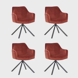 Bronx71 Velvet eetkamerstoel Furtado draaibaar koper - Eetkamerstoelen