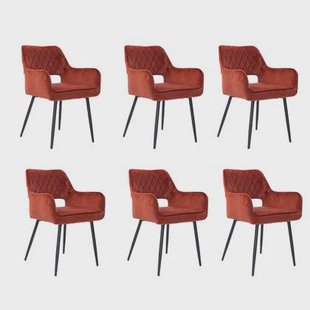 Bronx71 Velvet eetkamerstoel Mika koper - Eetkamerstoelen set van 6
