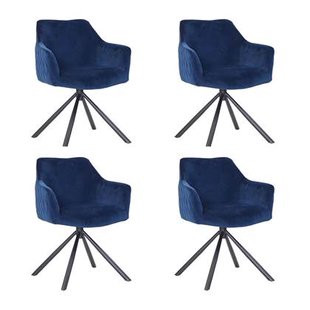 Bronx71 Velvet eetkamerstoel Furtado draaibaar blauw - Eetkamerstoelen
