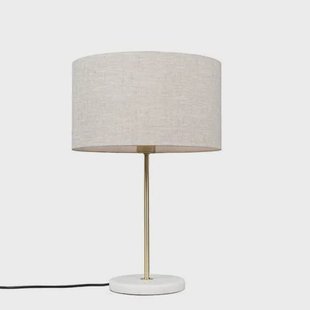 QAZQA Tafellamp messing met grijze kap 35 cm - Kaso