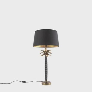 QAZQA Art Deco tafellamp brons met zwarte kap 35 cm - Areka