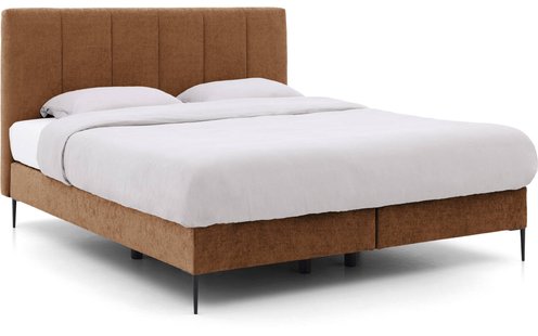 Goossens Boxspring Ease Solid Incl. Matras, Vlak 140 x 200 cm (=2x 70 x 200 cm) met hoofdbord + 2x matras shapes 1