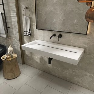 Wastafel BWS Hoya 100x45.5 cm Zonder Kraangat Mat Wit