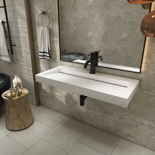 Wastafel BWS Hoya 100x45.5 cm Met Kraangat Mat Wit