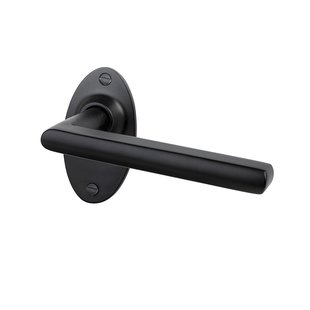 Mooi Deurbeslag Deurklink Piatto mat zwart met ovale rozetten