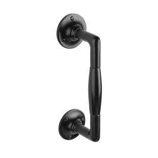 De Oude Deurklink Handgreep 195mm ronde rozetten - mat zwart