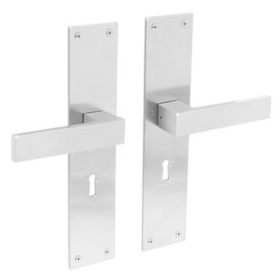 Intersteel Deurklink Amsterdam met schild 250x55x2mm sleutelgat 56mm geborsteld rvs