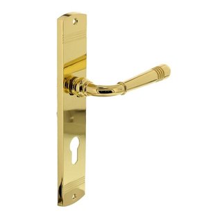 Intersteel Deurklink Helena op schild profielcilindergat 72 mm messing gelakt