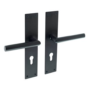 Intersteel Deurklink jura met schild 250x55x2mm profielcilindergat 72mm zwart