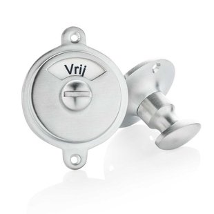 De Oude Deurklink WC Slot mat geborsteld nikkel vrij-bezet plaat draaiknop rond rozet