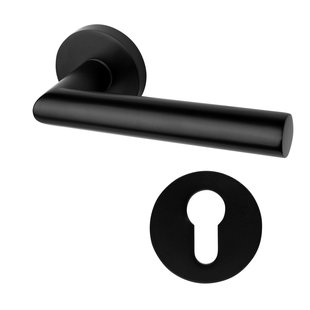 Mooi Deurbeslag Deurklink geveerd Modern mat zwart rond met ronde cilinderrozetten