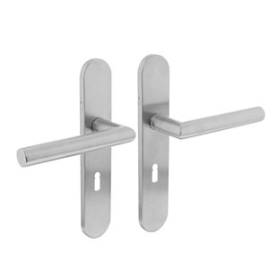 Intersteel Deurklink Hoek 90 graden op schild sleutelgat 56mm geborsteld RVS