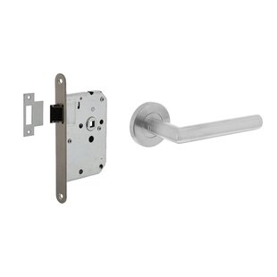 Intersteel Deurbeslag set loopslot RVS + deurklink Jura geborsteld RVS