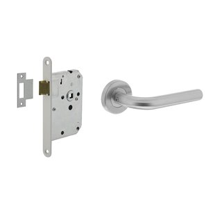 Intersteel Deurbeslag set loopslot wit + deurklink Recht RVS