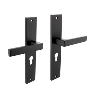 Intersteel Deurklink Hera op schild profielcilindergat 55mm mat zwart