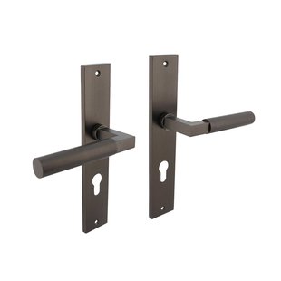 Intersteel Deurklink Bau-Stil op schild profielcilindergat 72mm antraciet grijs