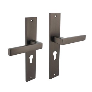 Intersteel Deurklink Hera op rechthoekig schild profielcilindergat 55 mm antraciet grijs