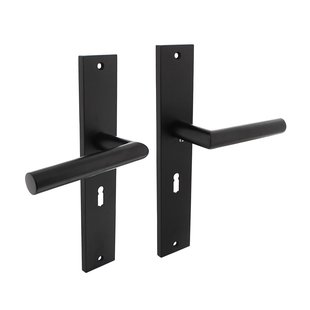 Intersteel Deurklink Bastian op schild met sleutelgat 56mm mat zwart