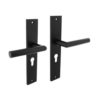 Intersteel Deurklink Bastian op schild met profielcilindergat 55mm mat zwart