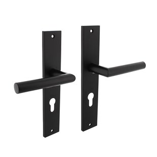 Intersteel Deurklink Bastian op schild met profielcilindergat 72mm mat zwart