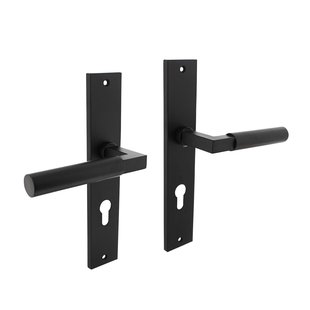 Intersteel Deurklink Bau-Stil op schild met profielcilindergat 72mm mat zwart