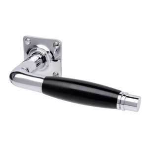 De Oude Deurklink Deurklink Deco geveerd glanzend nikkel vierkant rozet