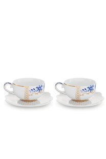 Pip Studio Set/2 Espresso Kop & Schotel Royal White 125ml
