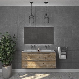 Badkamermeubelset Gliss Design Hera Mat Zwart 120cm 4 Laden Zwart Grenen (Keuze Wastafel)