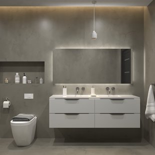 Badkamermeubelset Gliss Design Hera Mat Zwart 160cm 4 Laden Mat Wit (Keuze Wastafel)