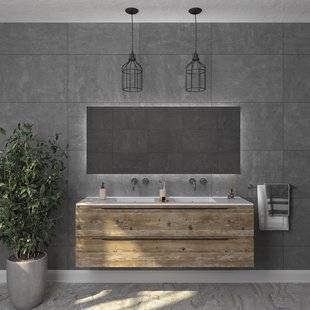 Badkamermeubelset Gliss Design Hera Mat Zwart 180cm 4 Laden Zwart Grenen (Keuze Wastafel)