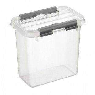 Sunware Q line box met deksel 1.1 liter transparant/metaal