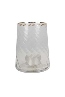 Zusss waxinelichthouder met gouden randje schuin ribbelglas