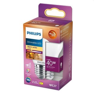 Philips ledlamp E27 40W 470Lm kogel mat dimbaar
