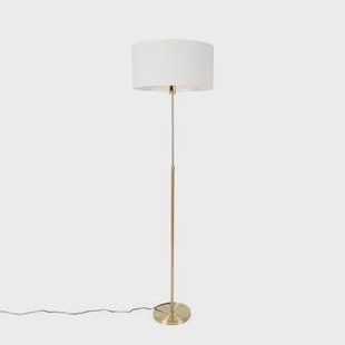 QAZQA Vloerlamp verstelbaar goud met kap wit 50 cm - Parte