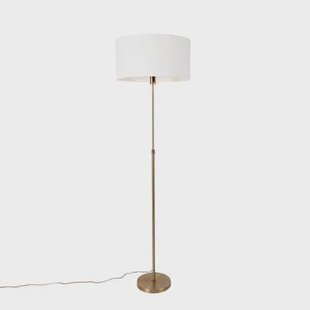 QAZQA Vloerlamp verstelbaar brons met kap wit 50 cm - Parte QAZQA Vloerlamp verstelbaar brons met kap wit 50 cm - Parte