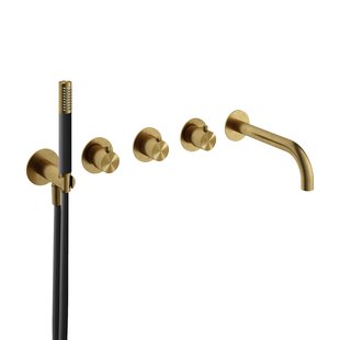 Afbouwdeel Hotbath Archie Inbouw Bad Thermostaat 2 Stopkranen Met Uitloop Geborsteld Messing PVD