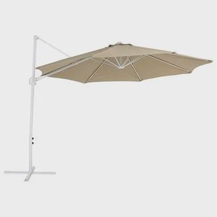 Beliani - SAVONA II - Zweefparasol - Taupe|Wit - Polyester