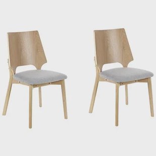 Beliani-ABEE-Eetkamerstoel set van 2-Lichtbruin|Grijs-Polyester