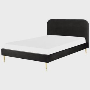Beliani - FLAYAT - Tweepersoonsbed - Zwart - 160 x 200 cm - Fluweel