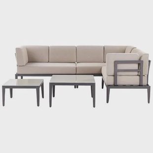Beliani - RIMA III - Loungeset voor 6 - Beige - Polyester