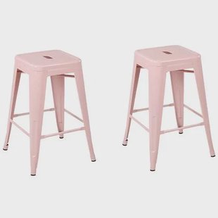 Beliani - CABRILLO - Barkruk - Roze - Staal