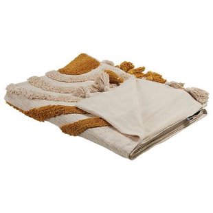 Beliani - MATHURA - Plaid - Beige - 130 x 180 cm - Katoen Beliani - MATHURA - Plaid - Beige - 130 x 180 cm - Katoen