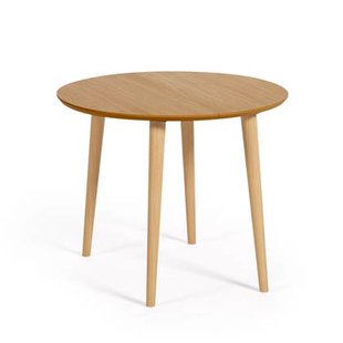 Kave Home - Oqui uitschuifbare ronde tafel van MDF in eikenfineer met