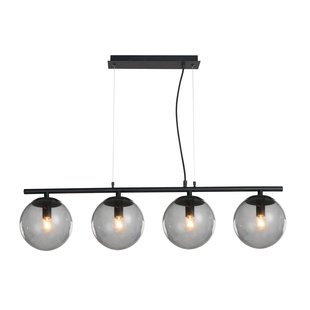 Lucande Sotiana hanglamp, 4 glazen bollen, zwart