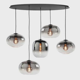 Highlight Hanglamp Bellini Ovaal Smoke Glas 5Lichts 1 Mtr